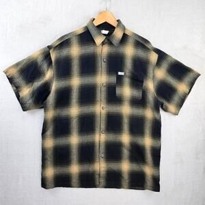 Vintage Caltop Shirt Mens XL Black Brown Plaid Chicano Lowrider Made In USA